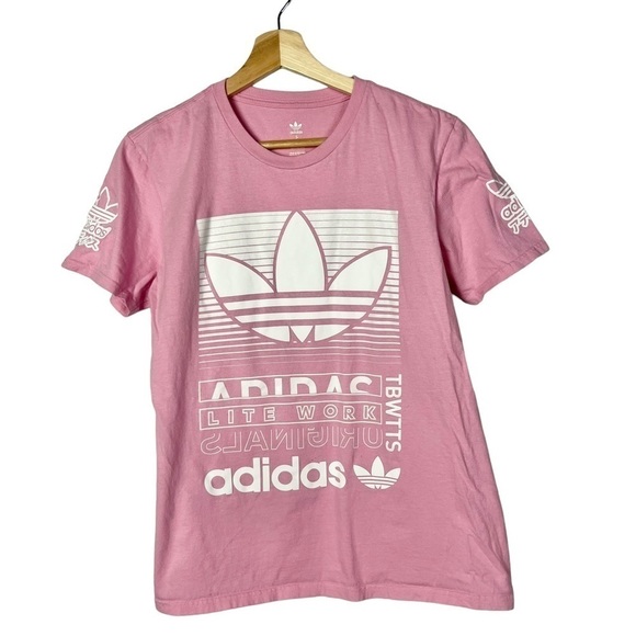 Adidas Light Pink Trefoil Logo Graphic Short Sleeve T-Shirt S - Picture 1 of 4